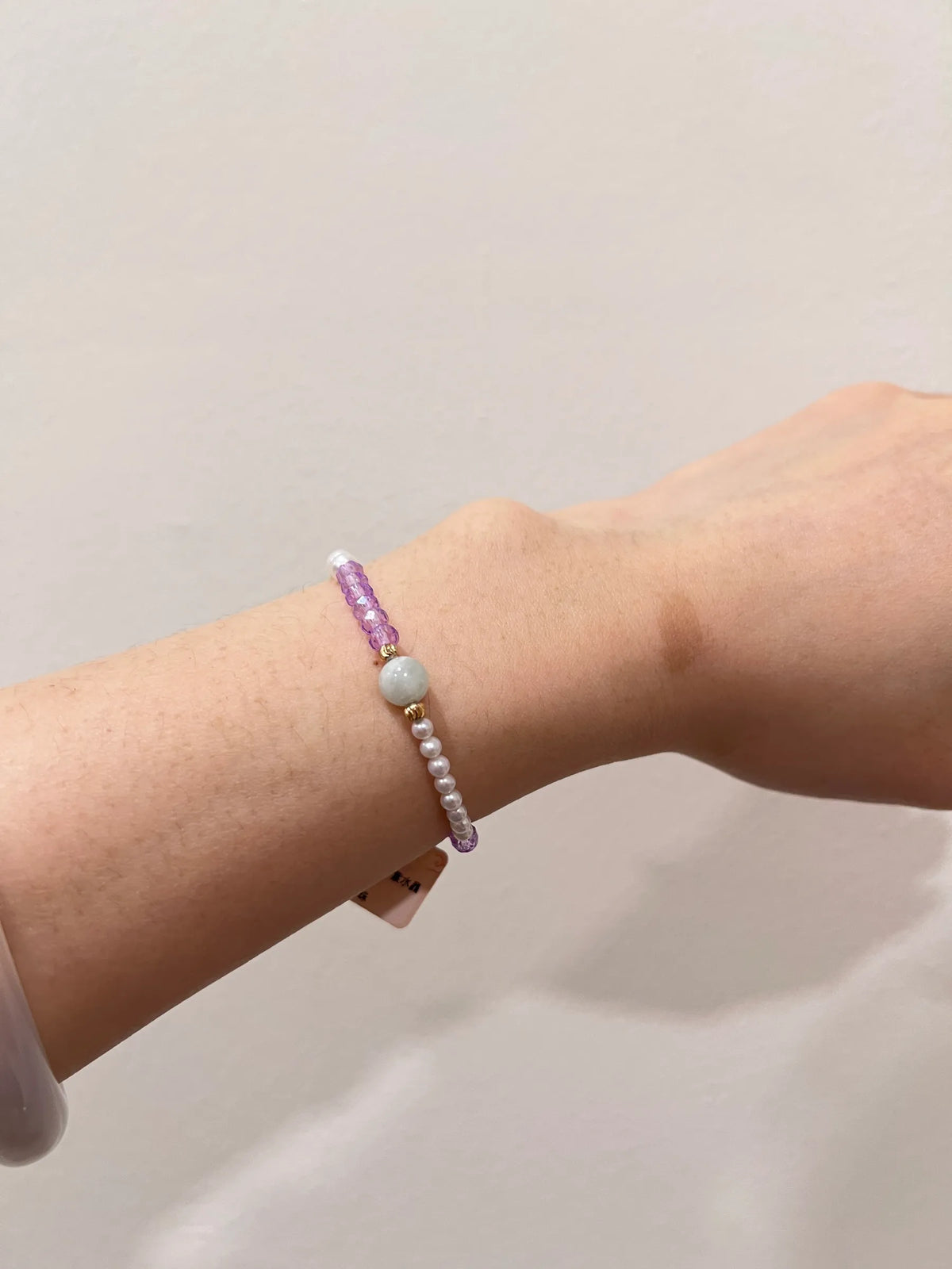 紫水晶珍珠手链 | Baby Pearl Bracelet with Purple Crystal