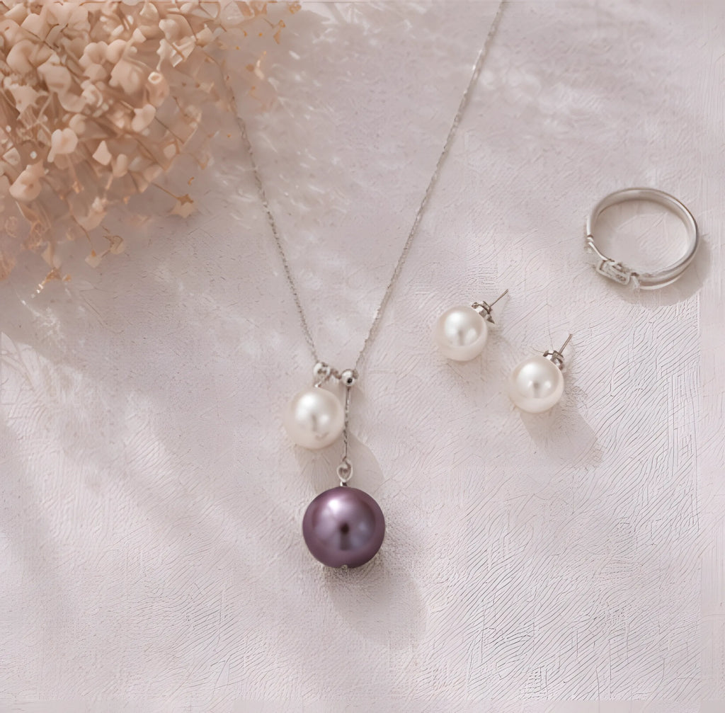 紫白双珠Y字链 | Pearl Pendant