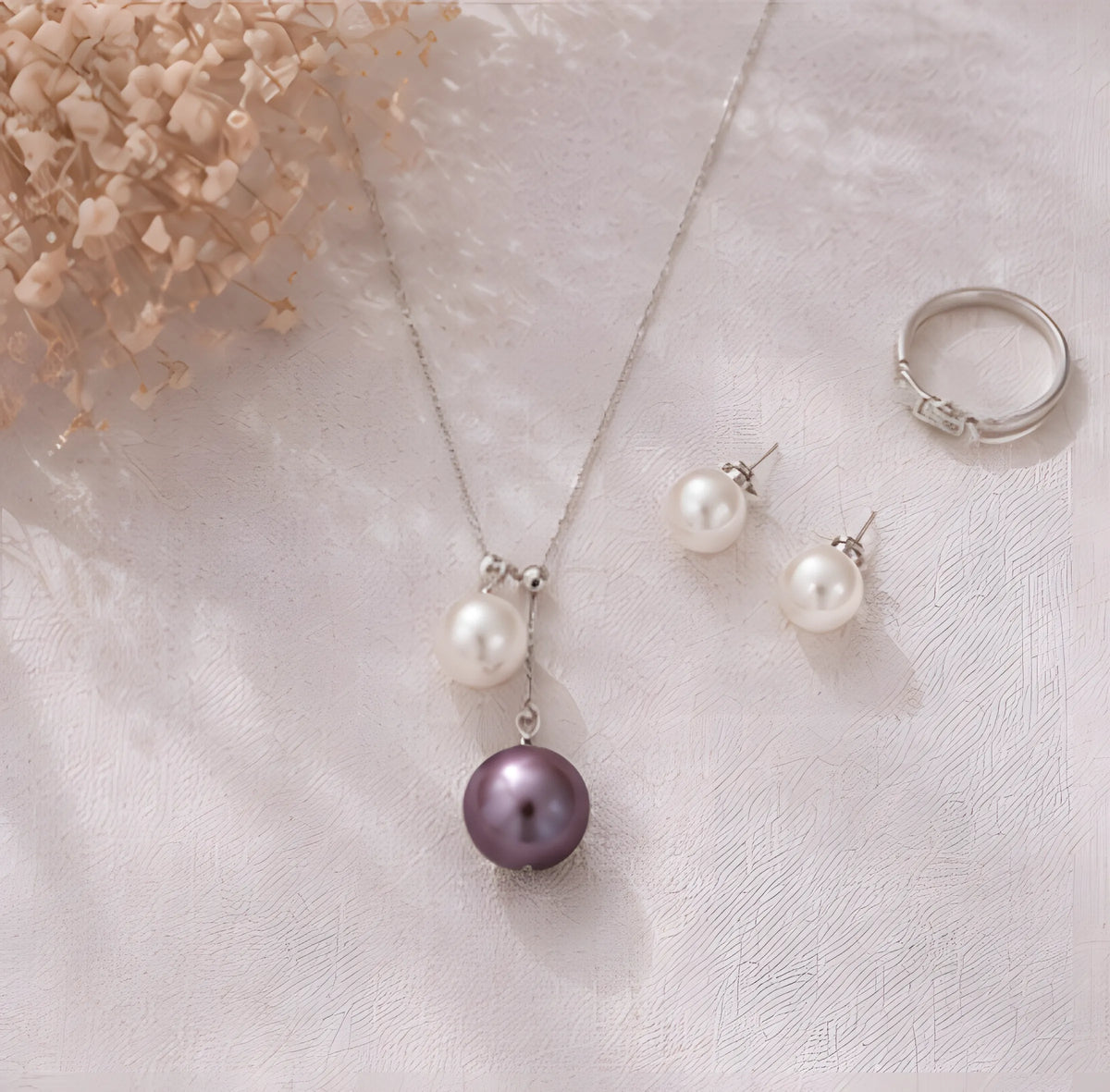 紫白双珠Y字链 | Pearl Pendant
