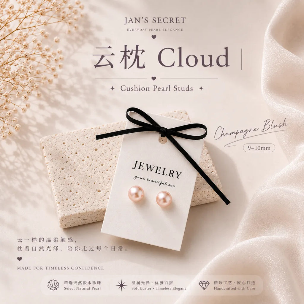 云枕 Cloud No.9｜Cushion Pearl Studs 9-10mm