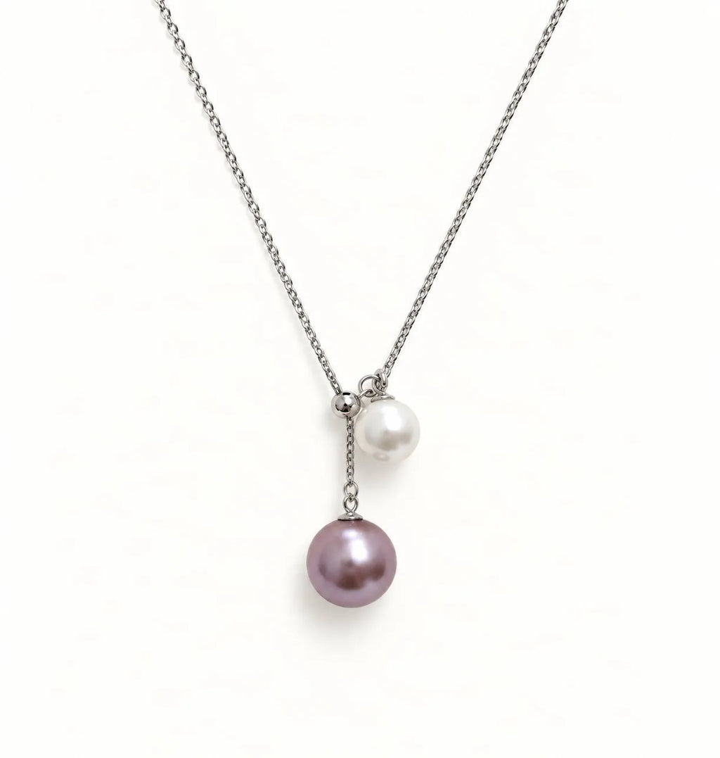 紫白双珠Y字链 | Pearl Pendant