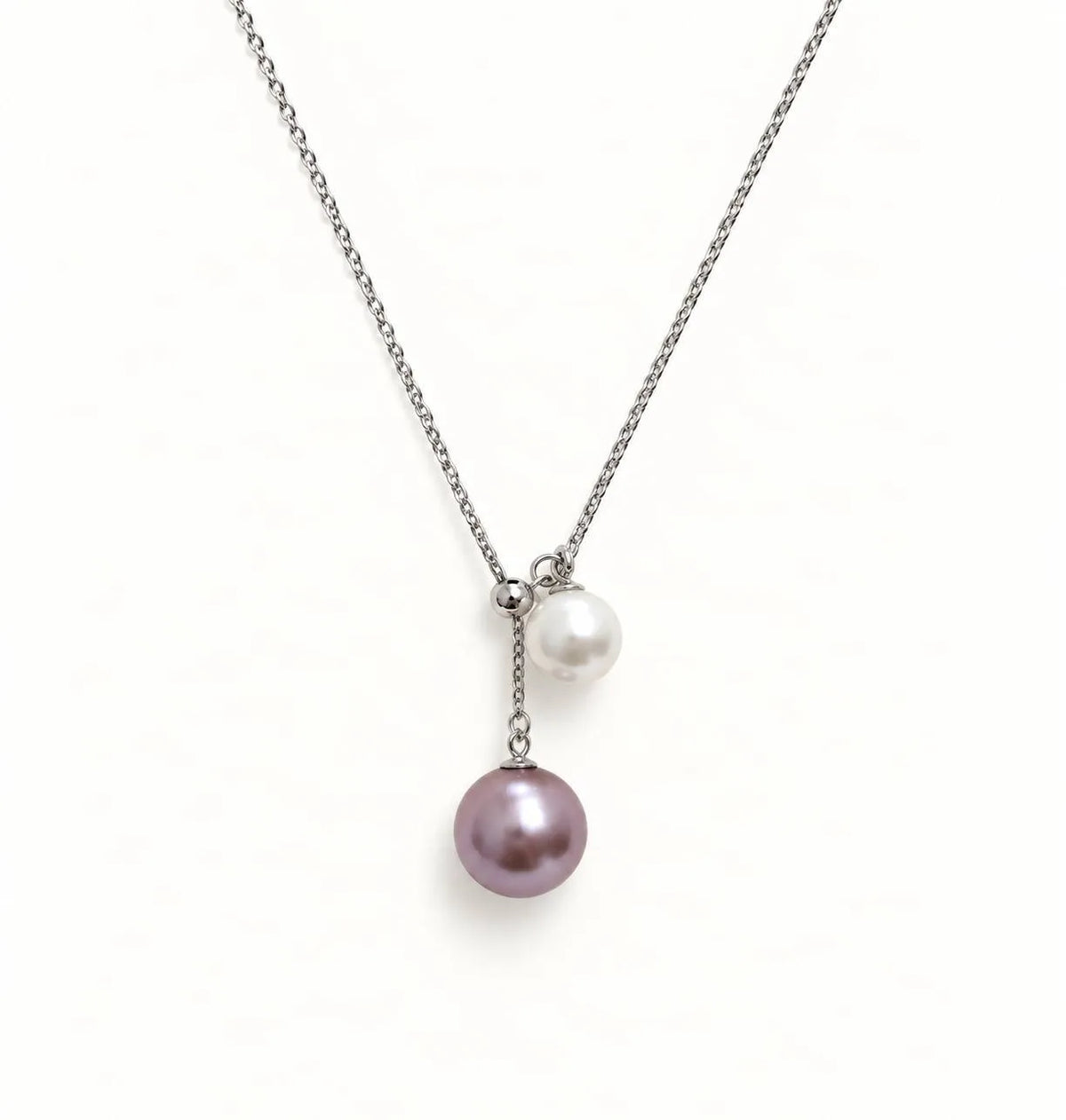 紫白双珠Y字链 | Pearl Pendant