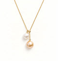 双珠吊坠 10-11mm橙粉色|7-8mm白珠 | Pearl Pendant