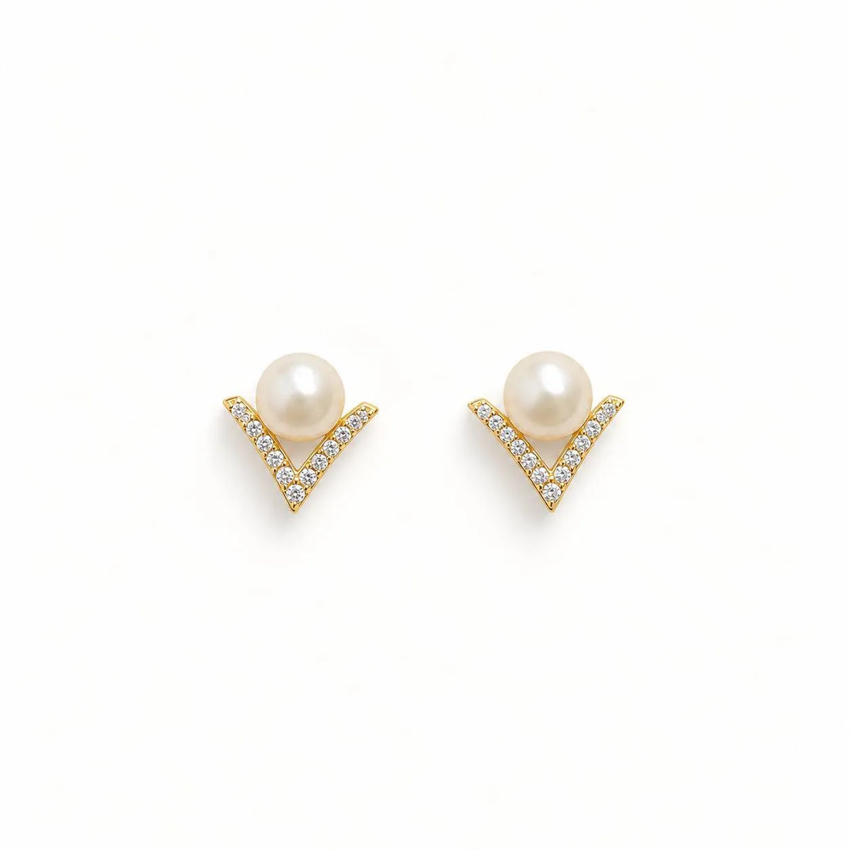 锋芒V型珍珠耳钉 | Pearl Studs