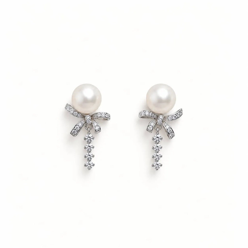 灵动丝带｜Ribbon Pearl Studs 9-10mm（香港大证）