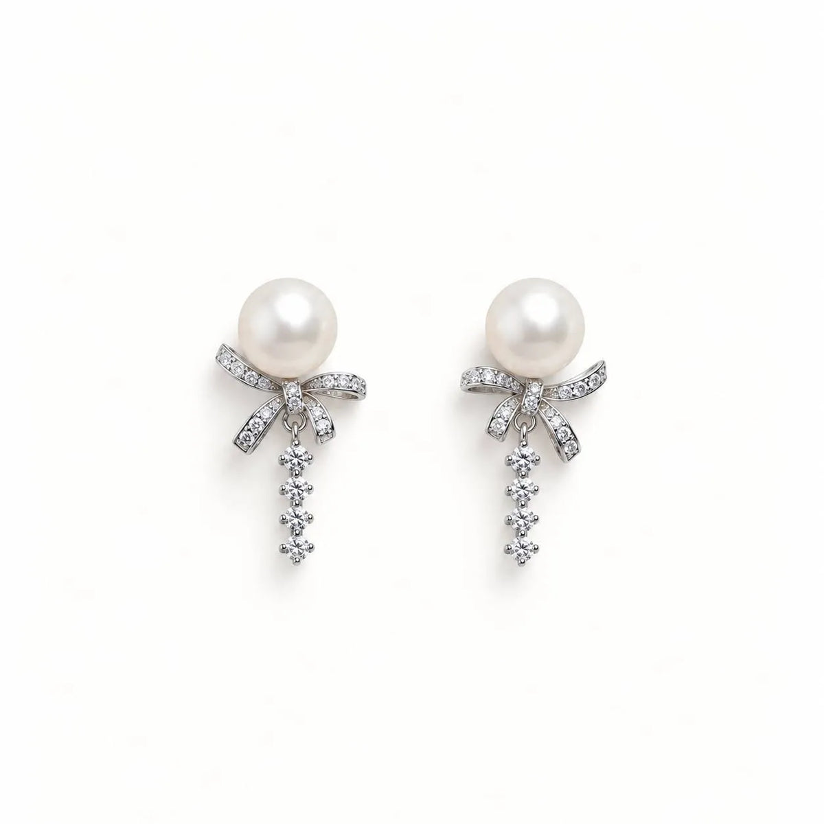 灵动丝带｜Ribbon Pearl Studs 9-10mm（香港大证）