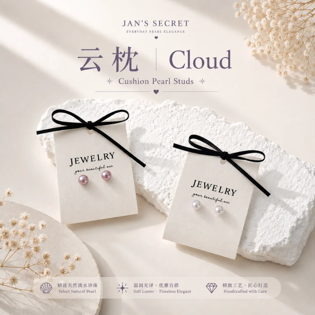 云枕 Cloud｜Cushion Pearl Studs 7-8mm