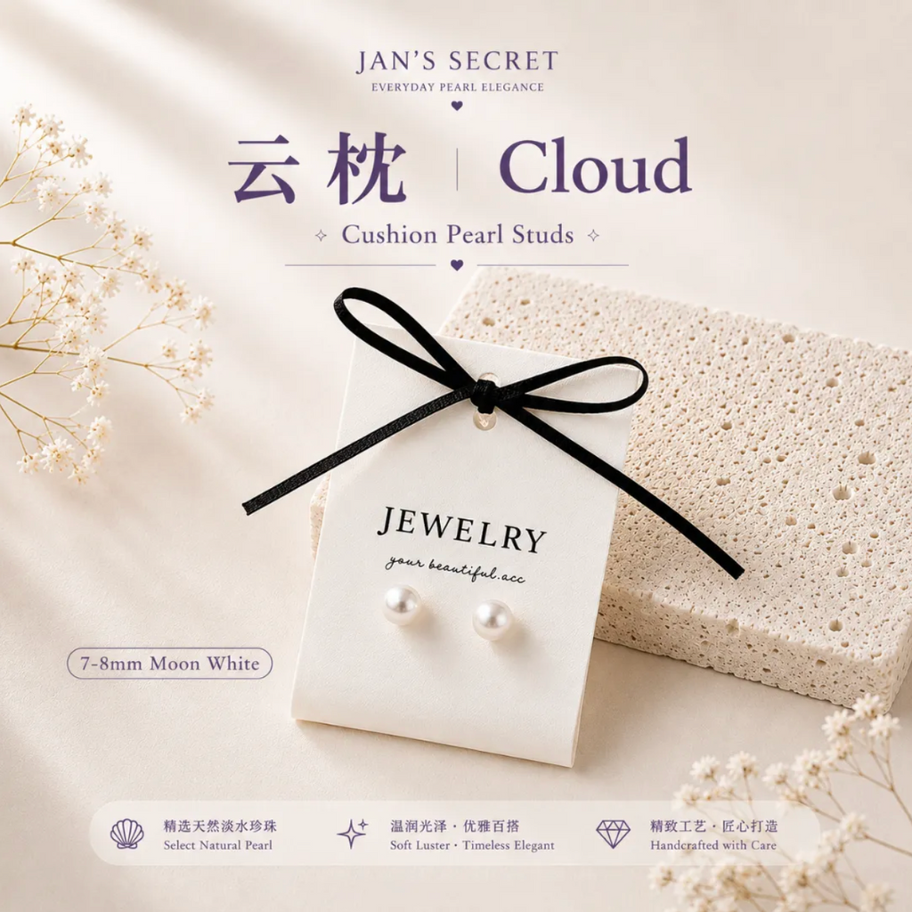 云枕 Cloud｜Cushion Pearl Studs 7-8mm